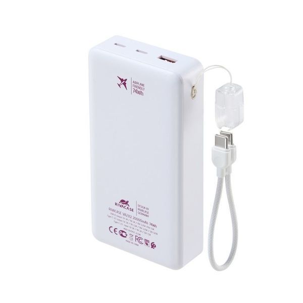 Портативний зарядний пристрій Rivacase, 20000 mA, RIVAPOWER VA2312 (White) RIVAPOWER VA2312 (White) фото