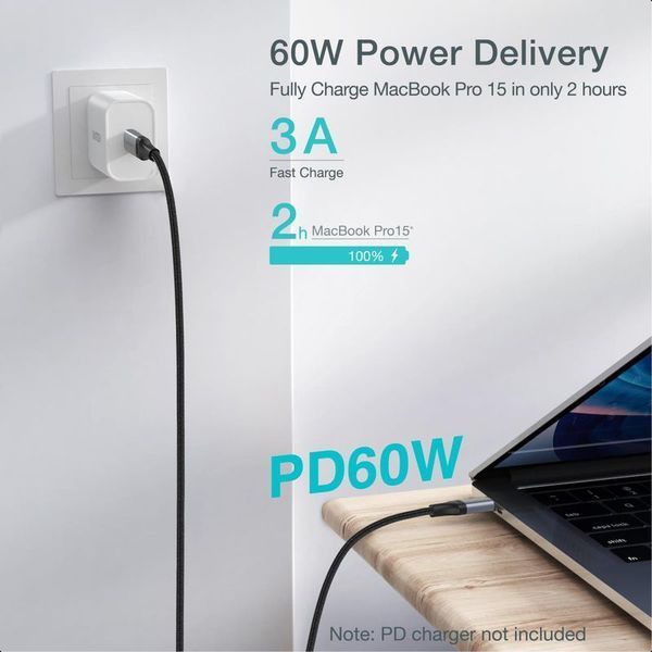 Кабель Choetech XCC-1003-BK, преміум якість USB 2.0 C-тато/C-тато, 1,2 м. XCC-1003-BK фото
