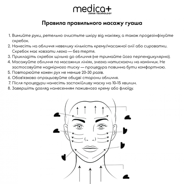 Сталевий скребок гуаша для моделювання овалу обличчя MEDICA+ Steel GuaSha MEDICA+60192 фото