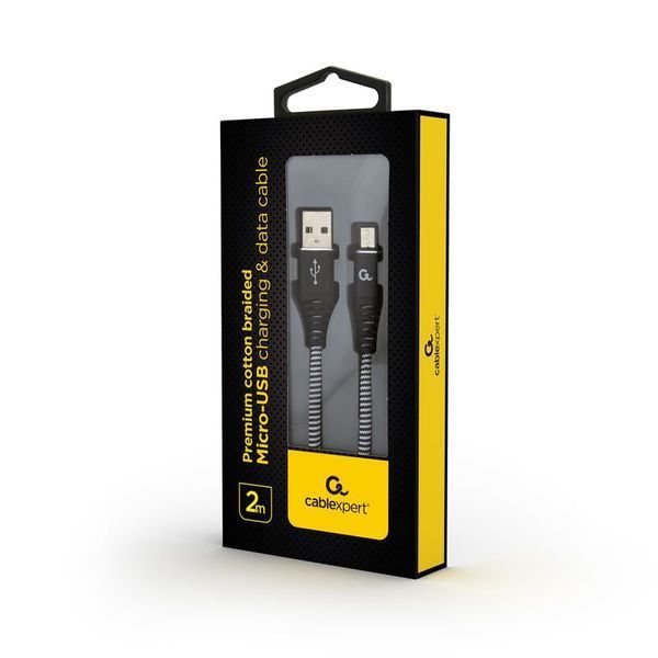 Кабель Cablexpert CC-USB2B-AMmBM-2M-BW, USB 2.0 А-тато/Micro B-тато, 2,0 м. CC-USB2B-AMmBM-2M-BW фото