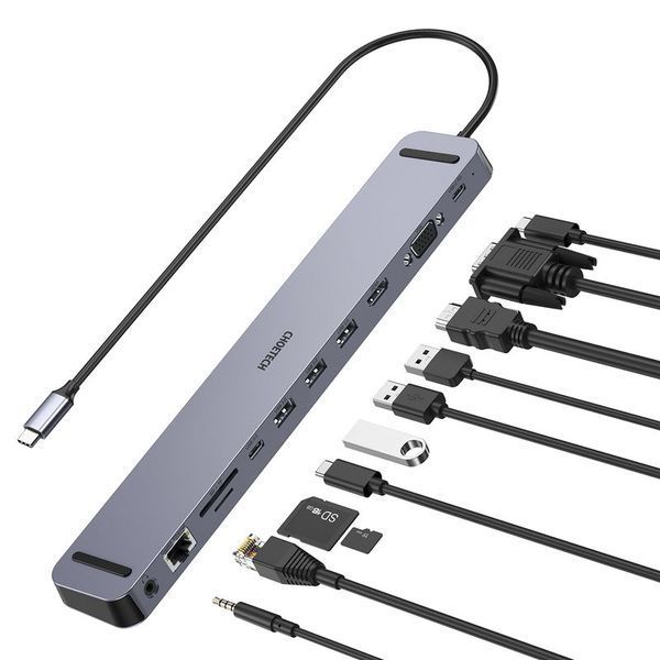 Адаптер Choetech HUB-M20-GY, USB Type-C 11-в-1 HUB-M20-GY фото