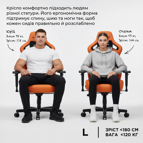 Крісло геймерське ігрове Anda Seat Kaiser 4 Size XL до 180 кг Black Fabric AndaSeatKaiser4XLBlackFabricPremiumSynthetic фото