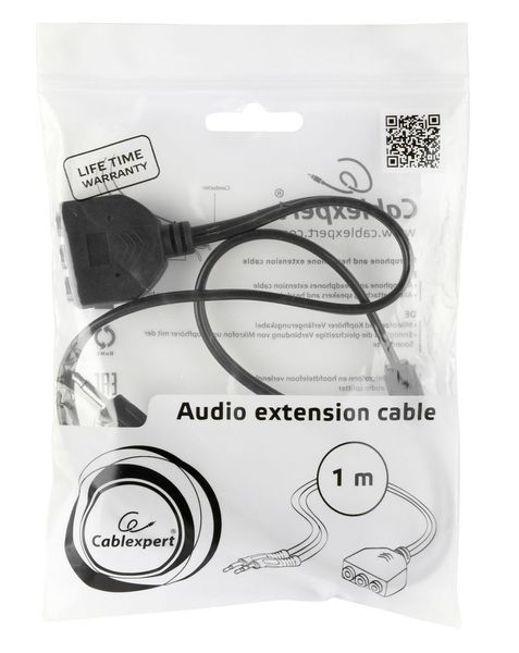 Аудіо-кабель Cablexpert CC-MIC-1, перехідник 3.5мм/3х3.5мм мама, довжина 1м. CC-MIC-1 фото