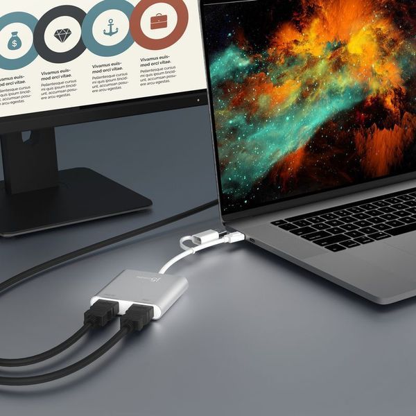 Багатопортовий мультиадаптер J5create JCA365-N USB-C/A на 2xHDMI JCA365-N фото