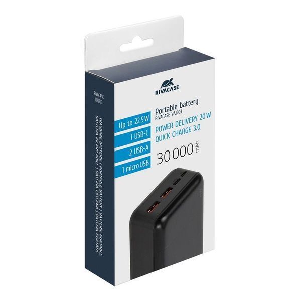 Внешний аккумулятор RIVACASE RIVAPOWER VA2103 (Black), 22,5 Вт RIVAPOWER VA2103 (Black) фото