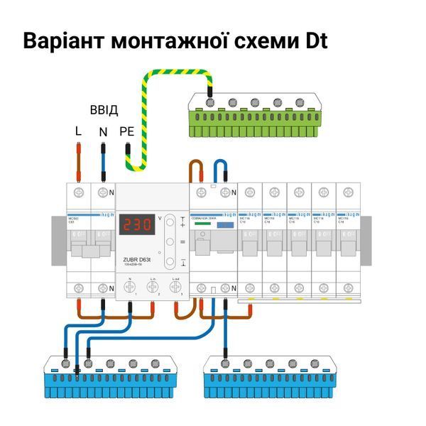 Реле напряжения ZUBR D63t (63 А, 13 900 ВА) ZUBR-D-63t фото