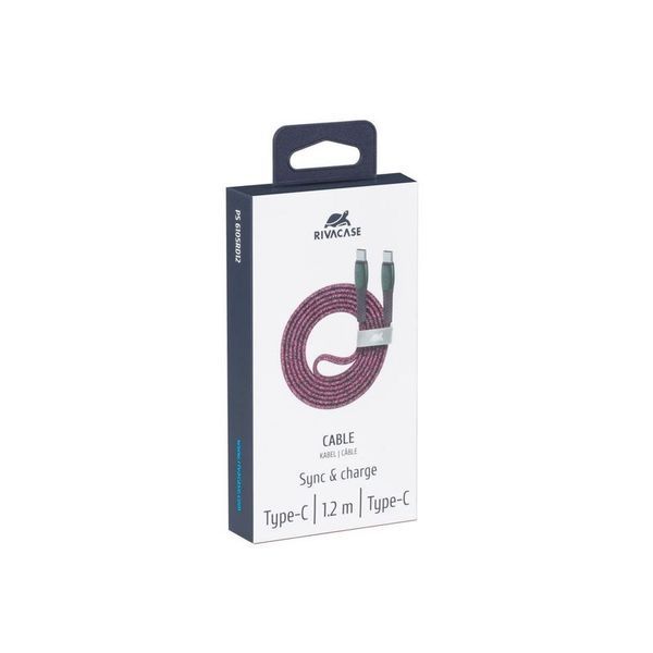 RIVACASE Кабель USB 2.0, PS6105 RD12, Type-C/Type-C, 3А, 60Вт, червоний PS6105 RD12 фото