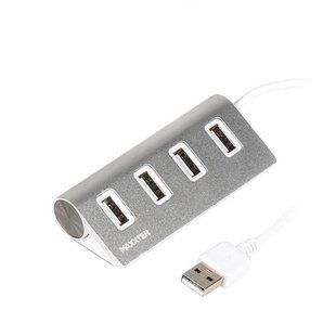 Maxxter Хаб USB 2.0 Type-A HU2A-4P-01 на 4 порти, метал, сріблястий HU2A-4P-01 фото