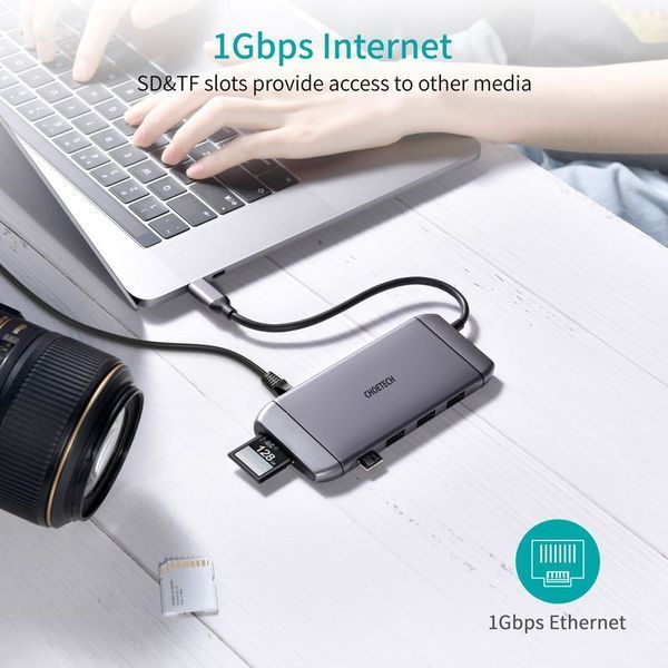 Адаптер Choetech HUB-M15-GY, USB Type-C 9-в-1 HUB-M15-GY фото
