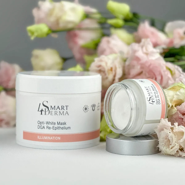 Освітлювальна відновлювальна маска для тьмяної шкіри Smart4Derma Opti-White Mask DGA Re-Epithelium 300 мл Smart4Derma847 фото