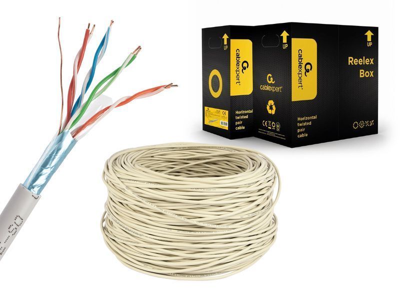 Звита пара,Cablexpert UPC-5004E-SOL, CAT5e, одножильна, алюміній під міддю (CCA з AWG24), неекранована, 305 м UPC-5004E-SOL фото