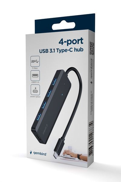 Хаб Gembird UHB-CM-U3P4P-01 на 4 порти USB 3.1 UHB-CM-U3P4P-01 фото