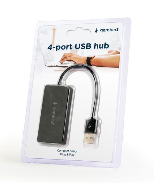 Gembird Хаб на 4 порти USB 2.0 UHB-U2P4-04, пластик, чорний UHB-U2P4-04 фото