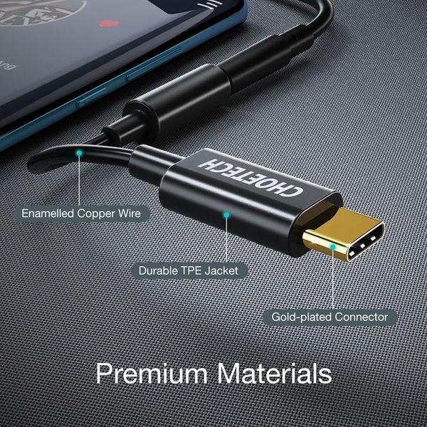 Адаптер Choetech AUX003-BK, Type-C - стерео-аудіо 3.5 mm AUX003-BK фото