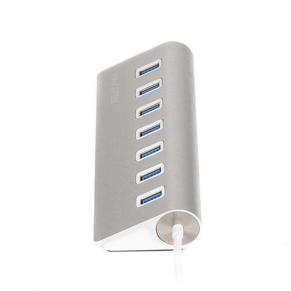 Maxxter Хаб USB 3.0 Type-A HU3A-7P-01 на 7 портів, метал, сріблястий HU3A-7P-01 фото