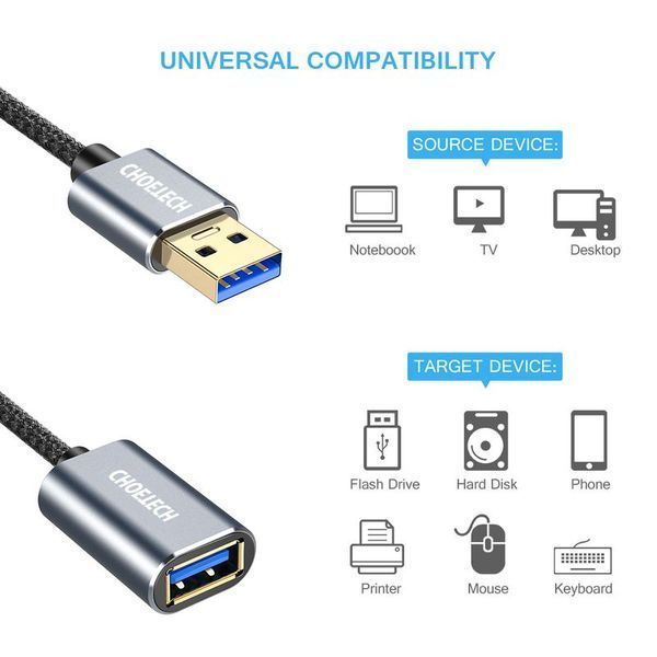 Удлинитель Choetech XAA001-BK, 2 м XAA001-BK фото